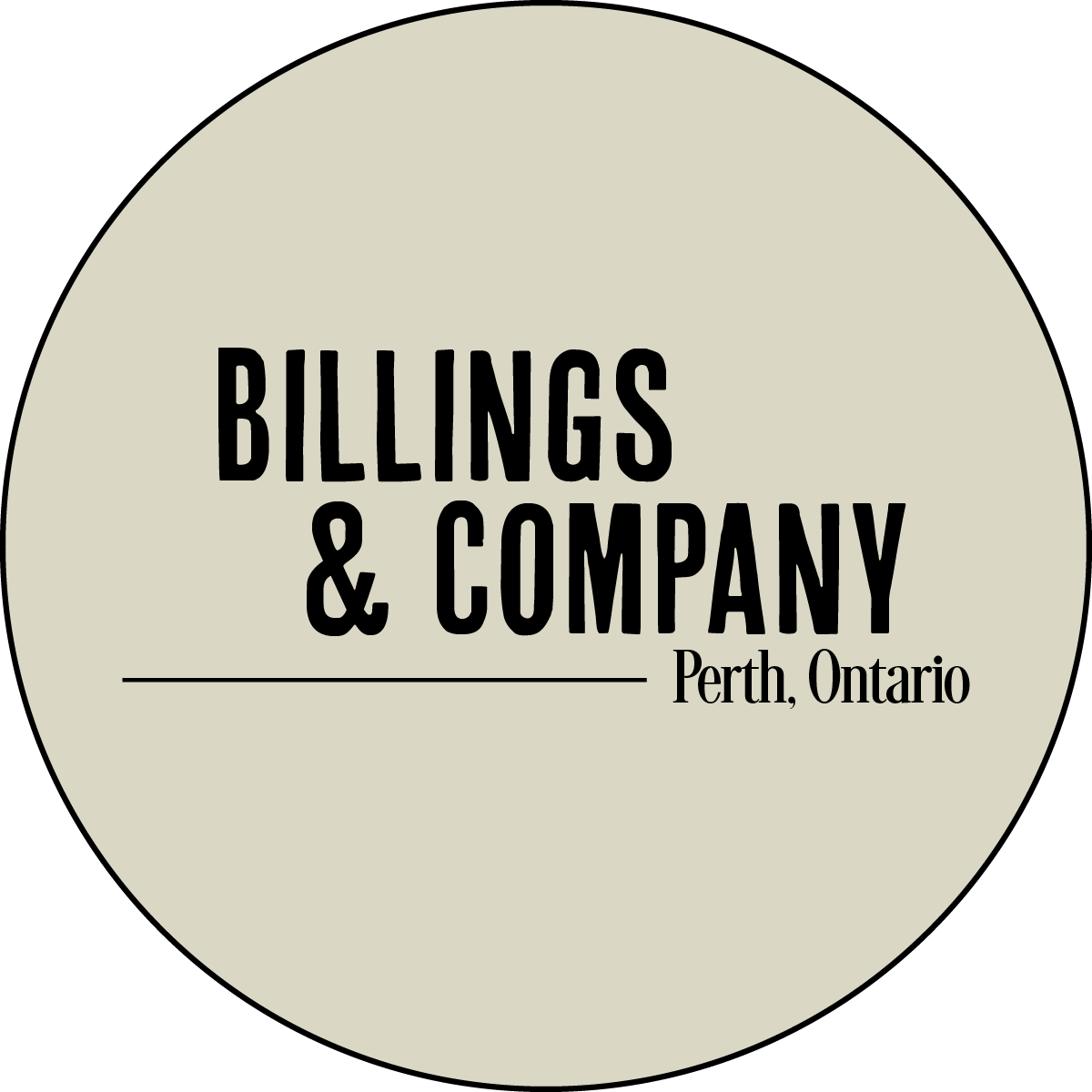 Round Logo Reading Billings And Company, Perth Ontario.